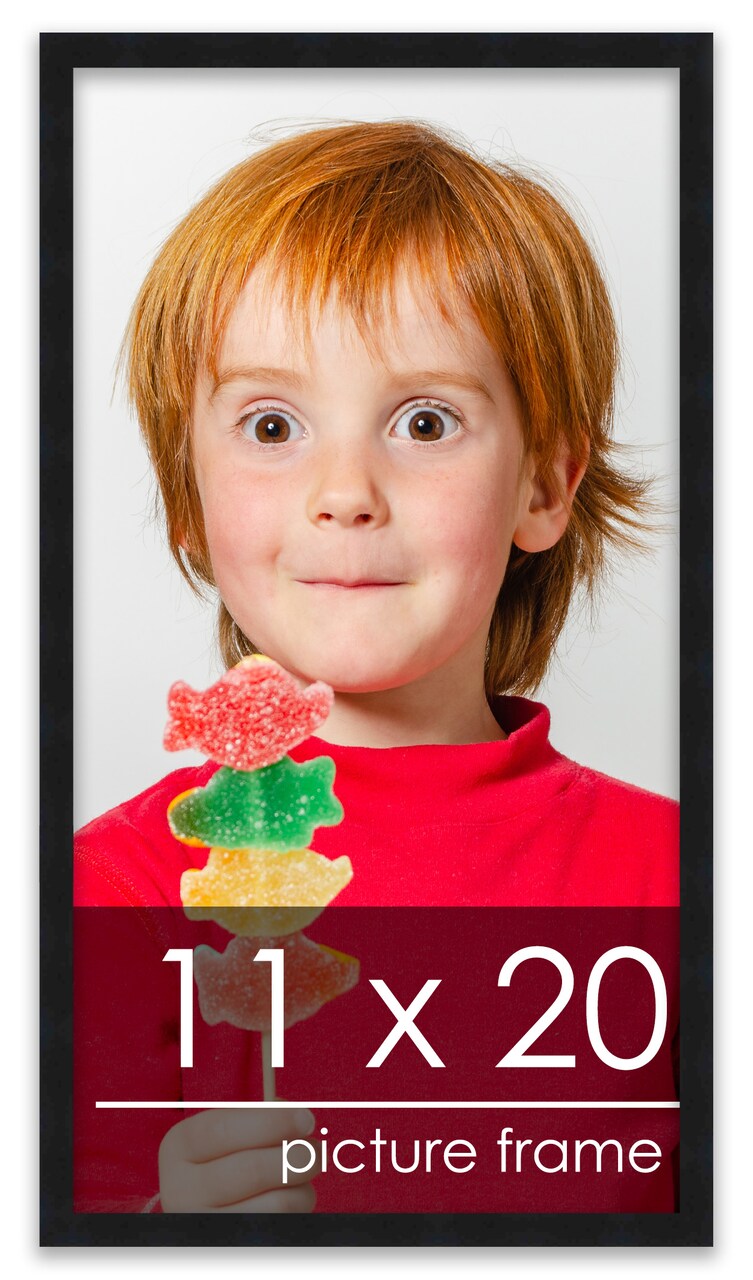 11x20 Solid Wood Picture Frame with UV-Resistant Acrylic & Acid-Free Backing, Available in 6 Finishes: Matte Black, Matte White, Metallic Bronze, Silver, Natural Wood Grain & Mahogany